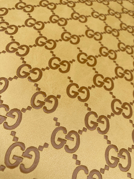 Handmade Yellow  Embossed Gucci Leather for Custom Craft