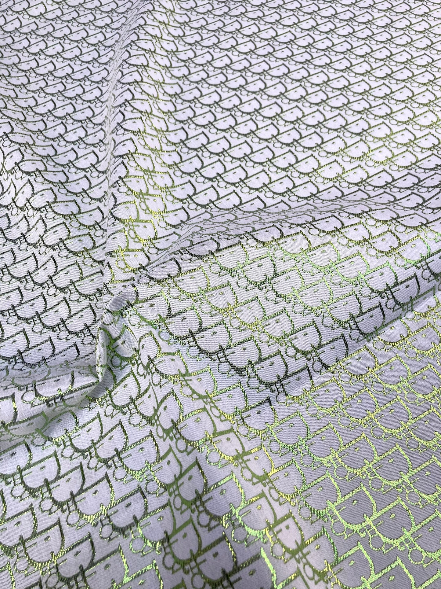 Handmade Crafts Fabric Green Shiny Dior for Custom Sewing