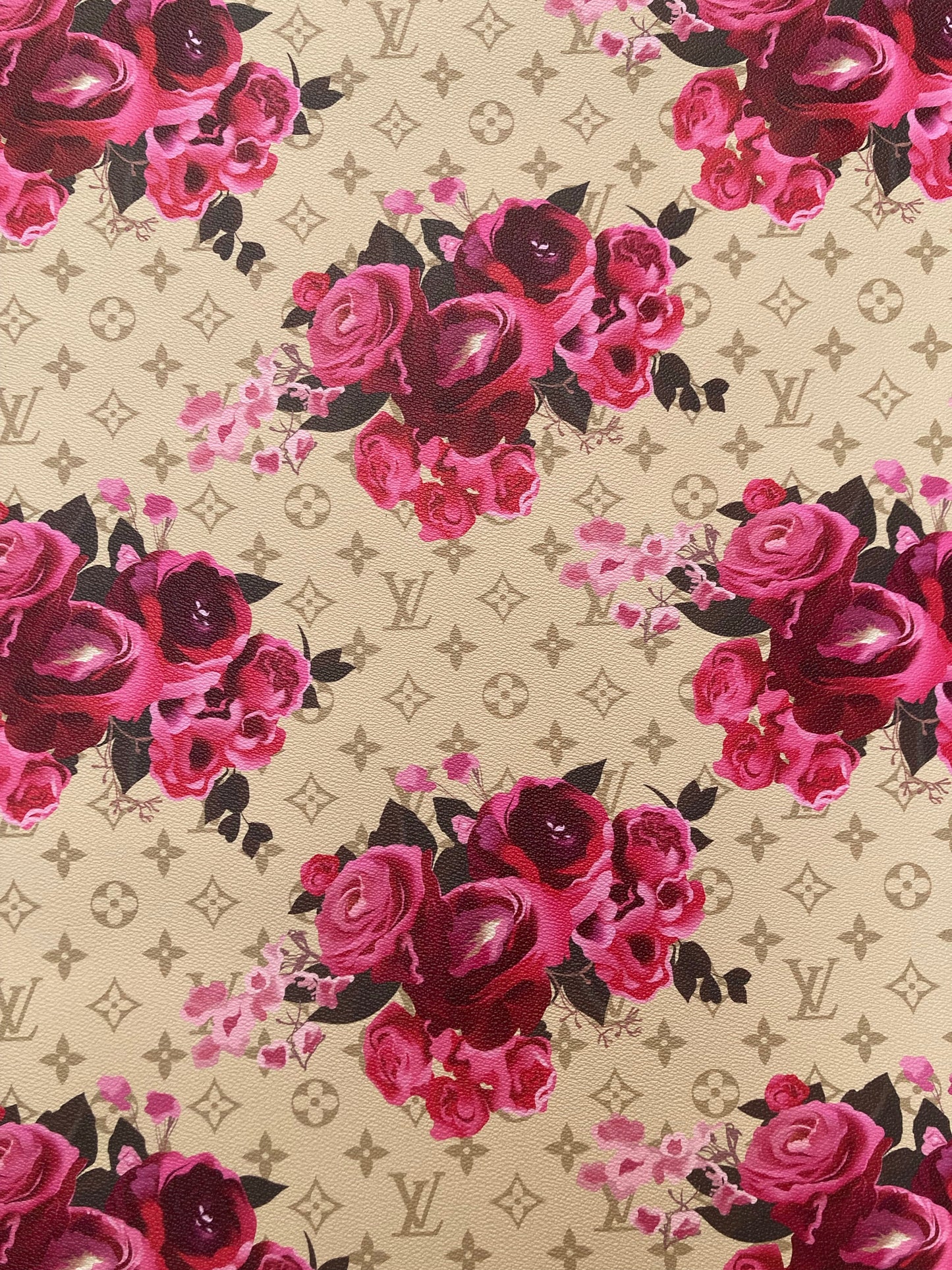 Custom Handmade Designer Leather Fabric LV Rose