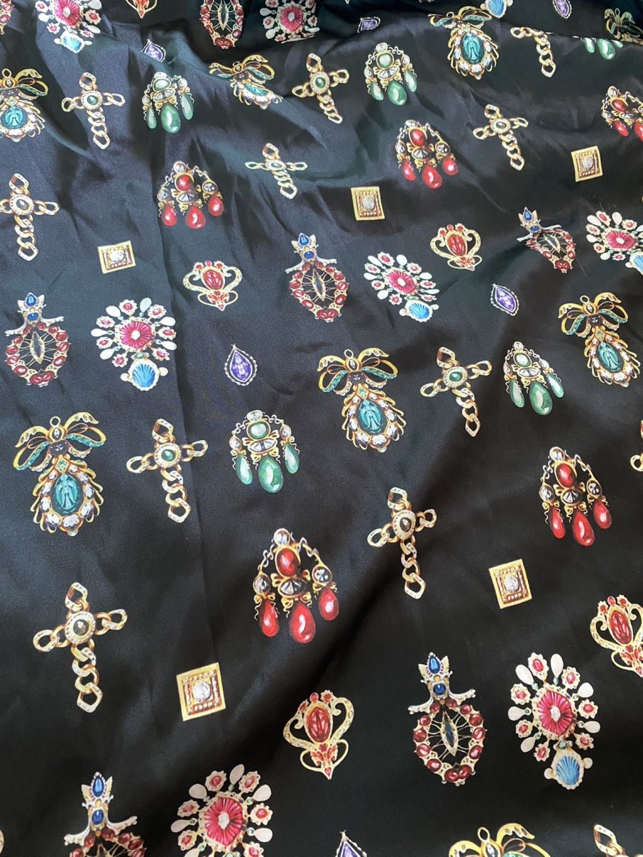 Jewelry Printing Designer Versace Satin Fabric for Summer Shirt - mingfabricstore