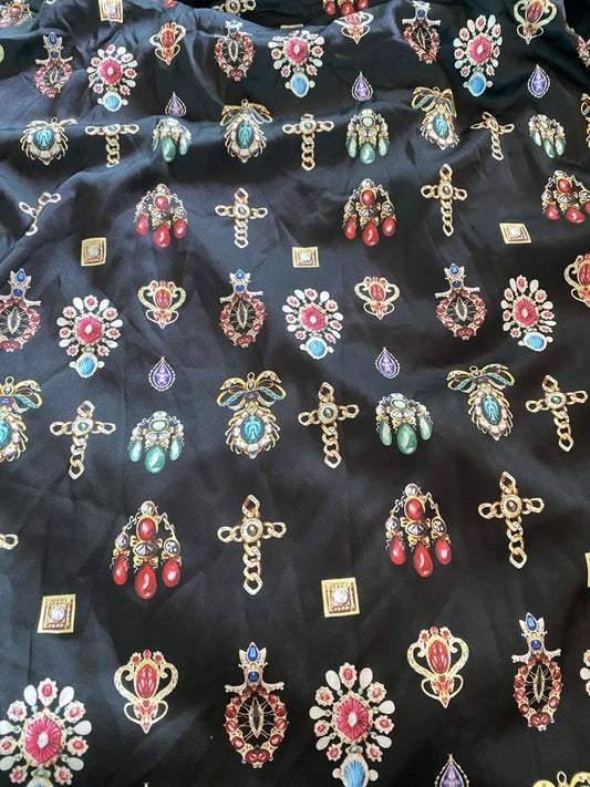 Jewelry Printing Designer Versace Satin Fabric for Summer Shirt - mingfabricstore