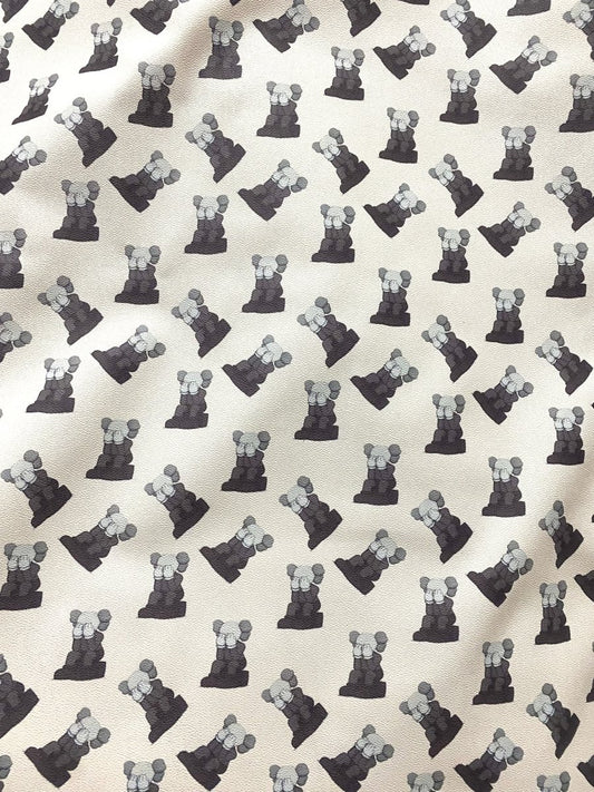 Kaws Fabric Fashion Designer Leather for Custom Shoes Car Upholstery Home Decor - mingfabricstore