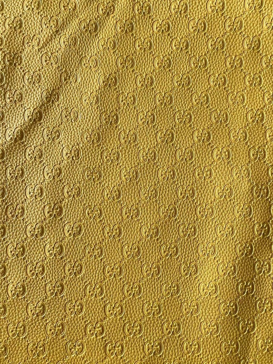Lemon Yellow Gucci Embossed Soft Leather Custom Shoes Car Upholstery - mingfabricstore