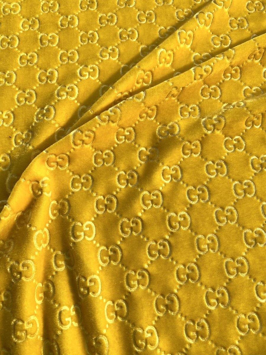 Lemon Yellow Gucci Velvet Fabric for Shoe Sneaker Custom - mingfabricstore