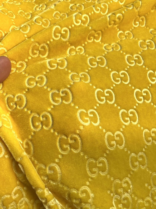 Lemon Yellow Gucci Velvet Fabric for Shoe Sneaker Custom - mingfabricstore