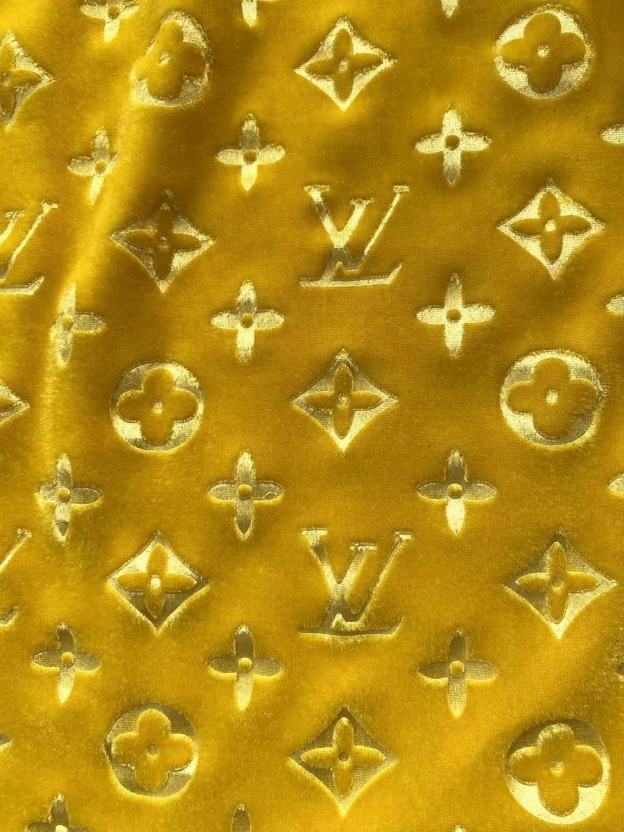 Lemon Yellow Louis Vuitton LV Velvet Fabric for Shoe Sneaker Custom - mingfabricstore