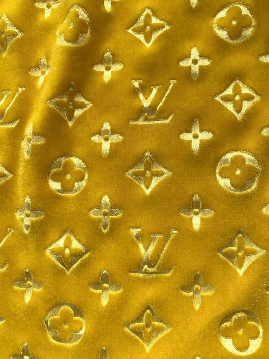 Lemon Yellow Louis Vuitton LV Velvet Fabric for Shoe Sneaker Custom - mingfabricstore