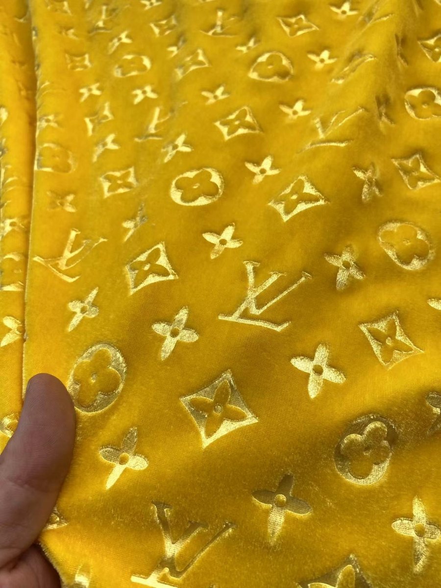 Lemon Yellow Louis Vuitton LV Velvet Fabric for Shoe Sneaker Custom - mingfabricstore
