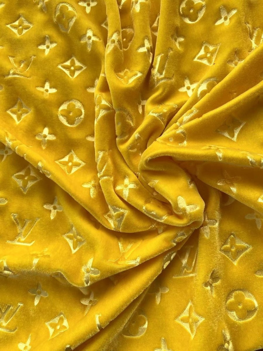 Lemon Yellow Louis Vuitton LV Velvet Fabric for Shoe Sneaker Custom - mingfabricstore