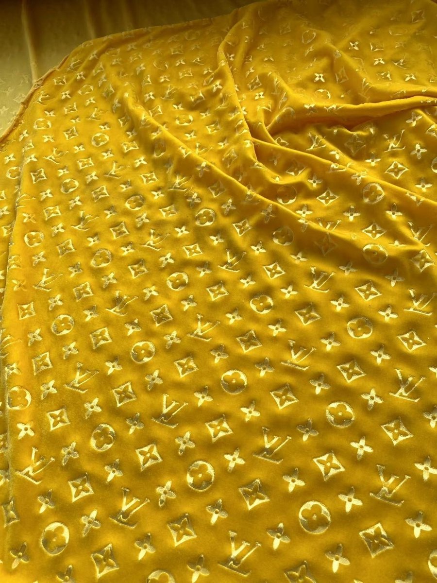 Lemon Yellow Louis Vuitton LV Velvet Fabric for Shoe Sneaker Custom - mingfabricstore