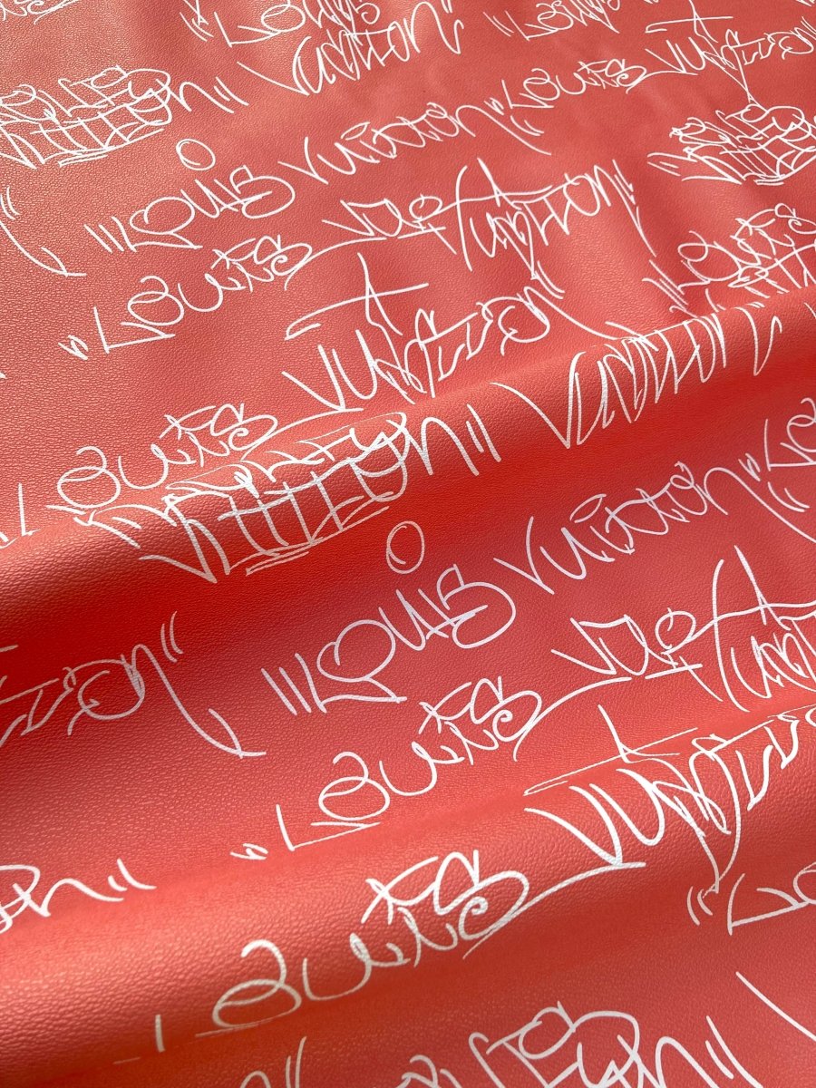Lettering Sketch Louis Orange Vinyl for DIY Sewing Custom Sneakers - mingfabricstore