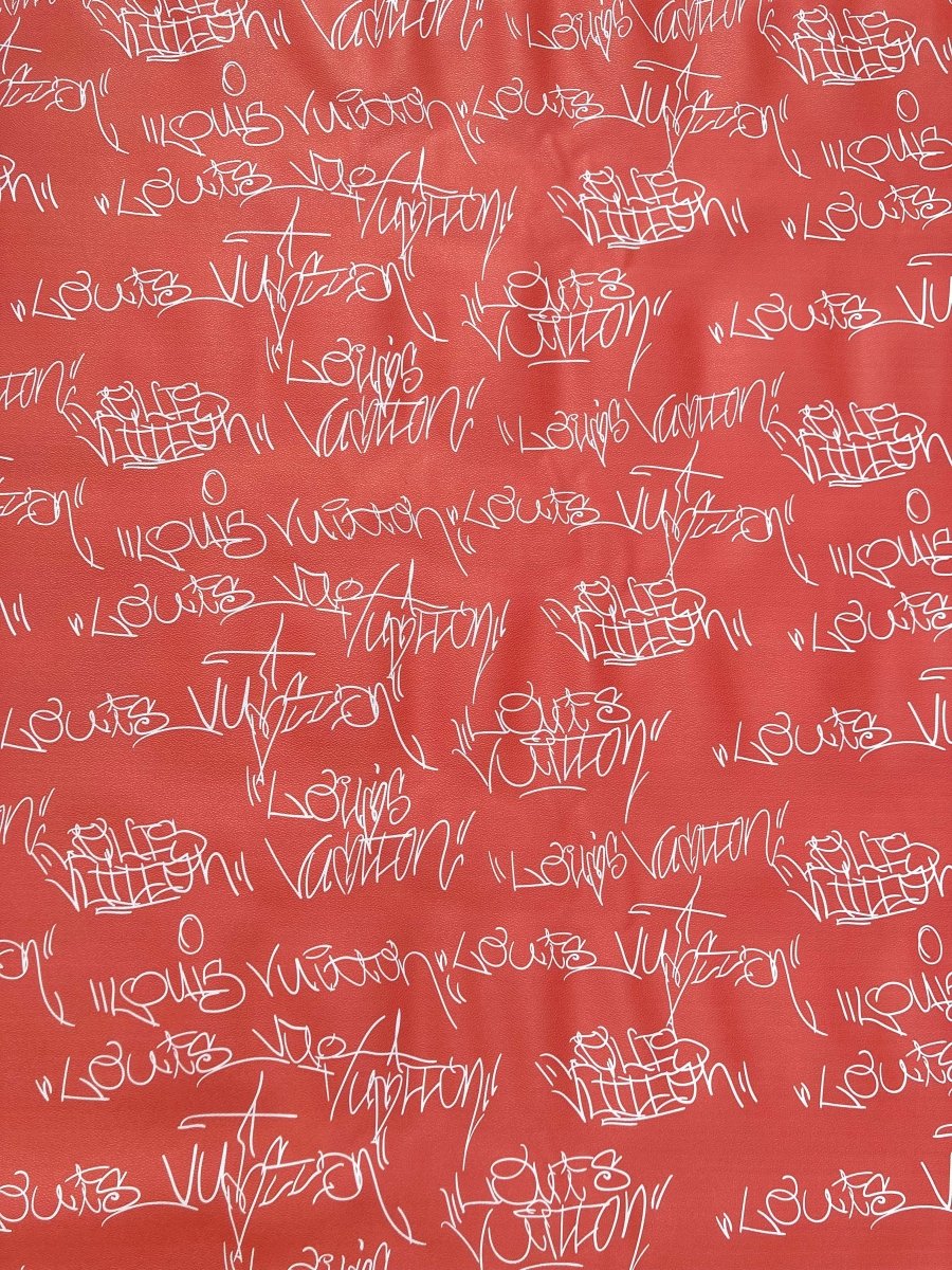 Lettering Sketch Louis Orange Vinyl for DIY Sewing Custom Sneakers - mingfabricstore