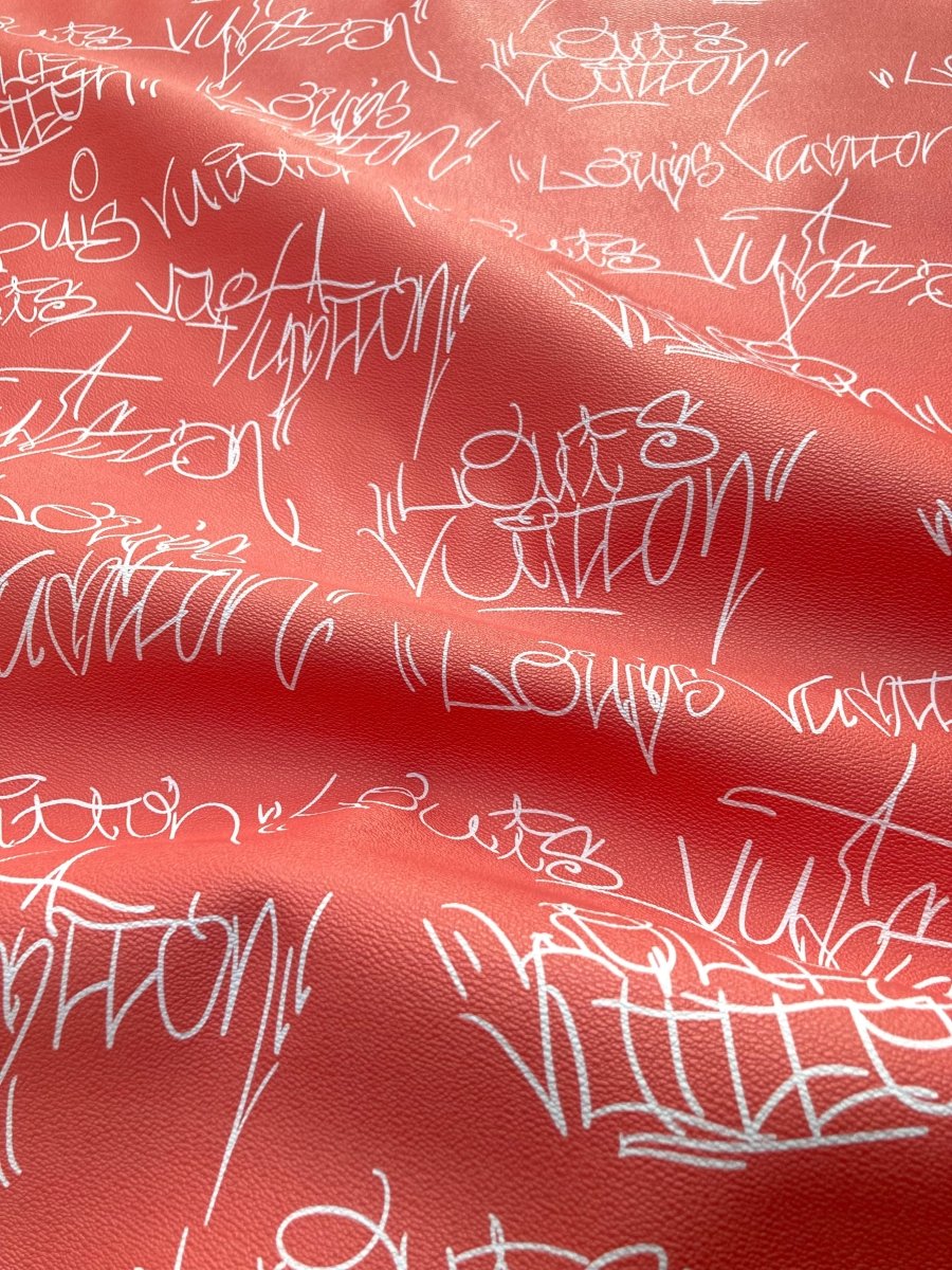 Lettering Sketch Louis Orange Vinyl for DIY Sewing Custom Sneakers - mingfabricstore