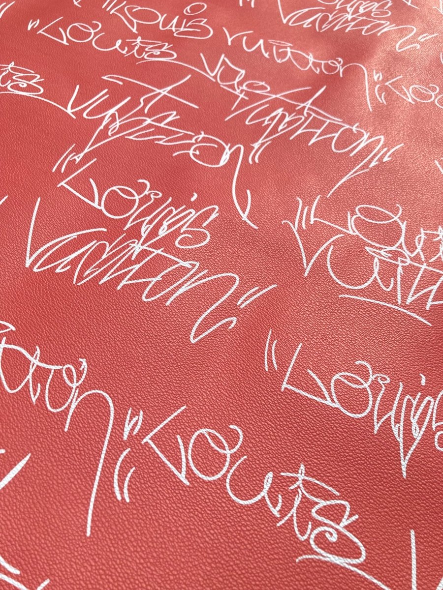 Lettering Sketch Louis Orange Vinyl for DIY Sewing Custom Sneakers - mingfabricstore
