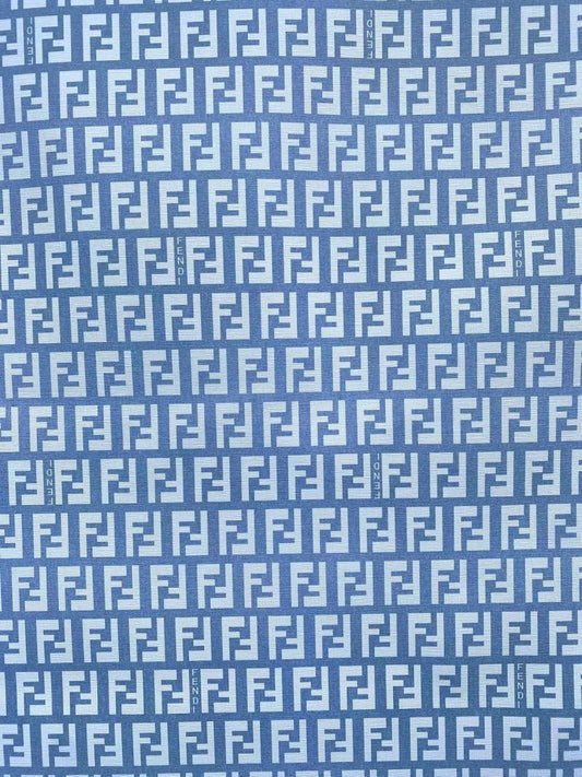 Light Blue FF Fendi Vinyl Material Faux Leather Sheet for Handmade Sewing Projects - mingfabricstore