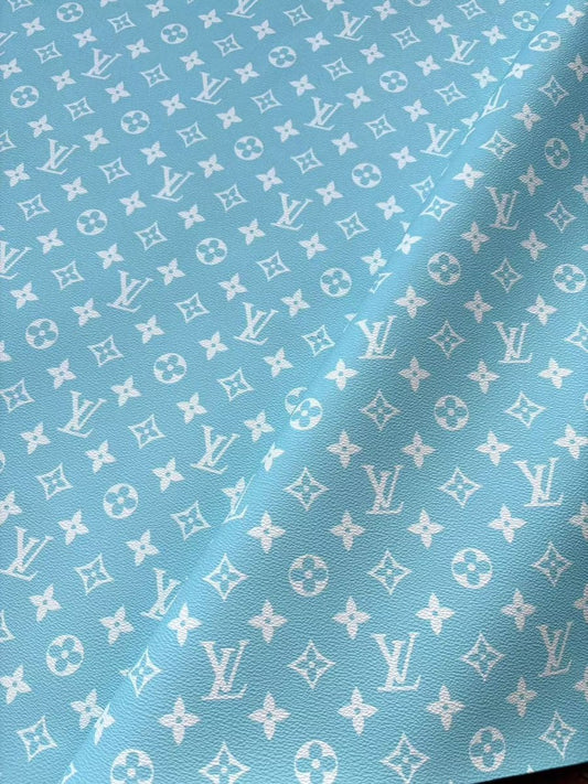 Light Blue LV Leather Sheet DIY Supply Plug for Crafts Car Wrap - mingfabricstore