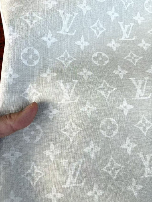Light Grey Louis Vuitton Leather Sheet Designer Fabric for Crafts DIY Hobbylobby - mingfabricstore