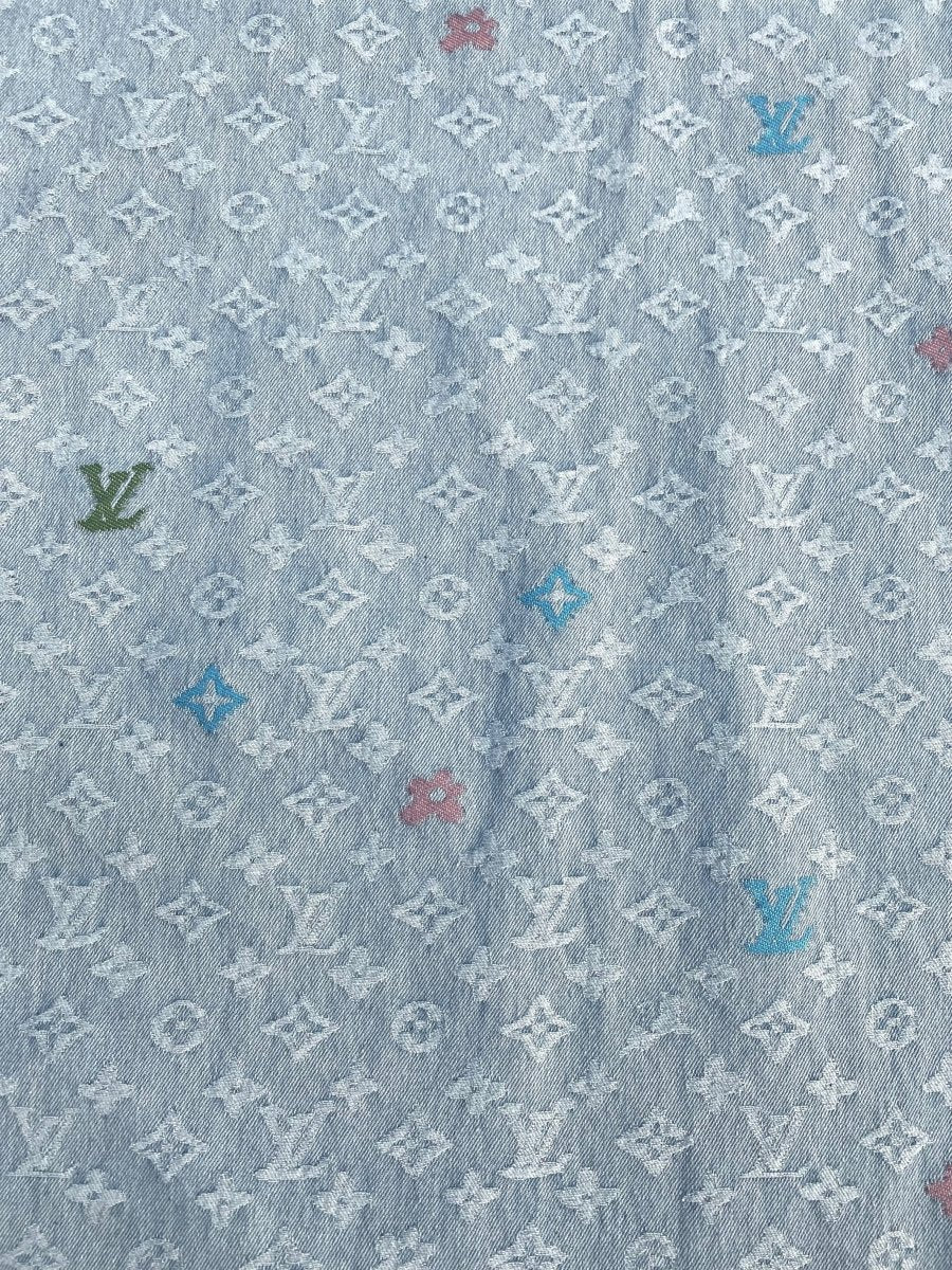 Light LV Louis Vuitton Denim Fabric Sold by Yard for Custom Handmade Jeans DIY - mingfabricstore
