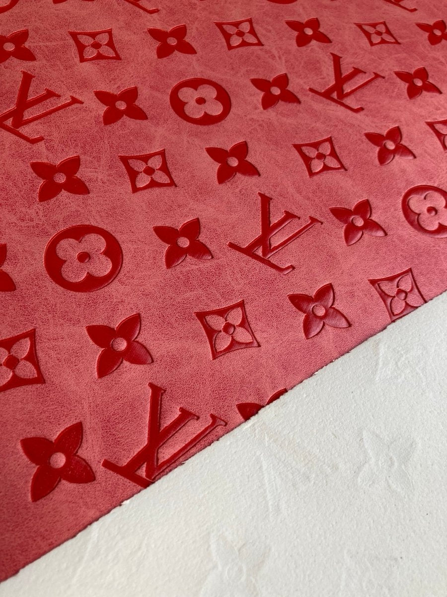 Light Pink Embossed LV Leather Fabric for Custom - mingfabricstore
