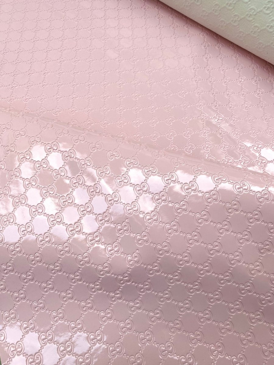 Light Pink Gucci Mirror Embossed Vinyl Custom Leather Fabric for Sneakers DIY Crafts Sewing - mingfabricstore