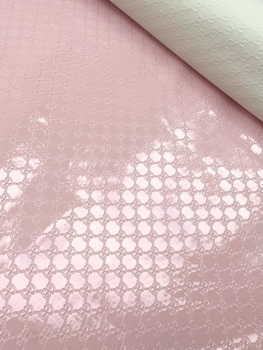 Light Pink Gucci Mirror Embossed Vinyl Custom Leather Fabric for Sneakers DIY Crafts Sewing - mingfabricstore
