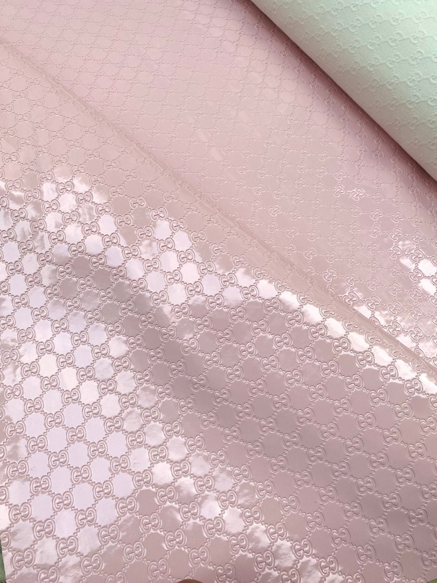 Light Pink Gucci Mirror Embossed Vinyl Custom Leather Fabric for Sneakers DIY Crafts Sewing - mingfabricstore