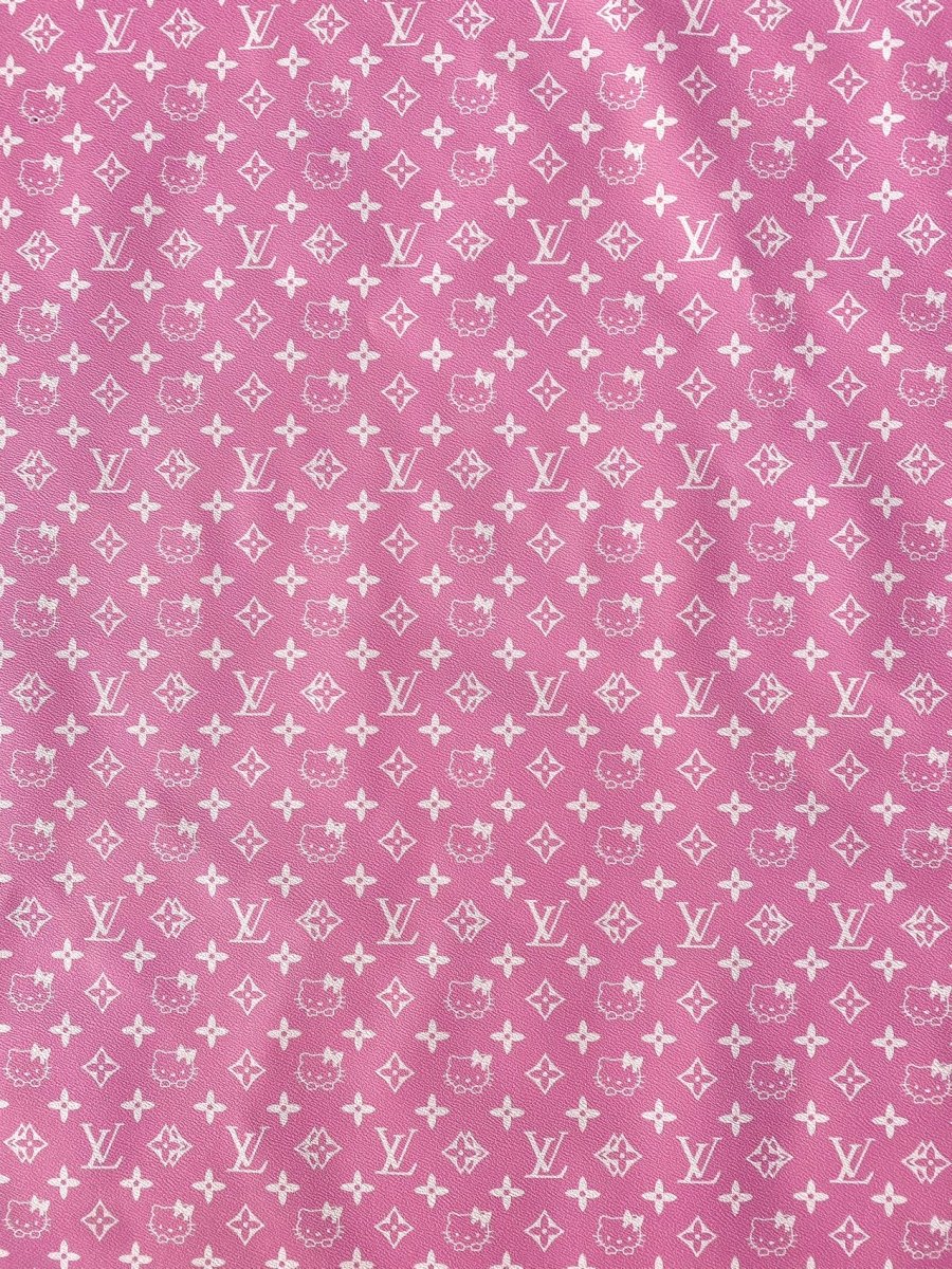 Light Pink Hello Kitty LV Vinyl Faux Leather Fabric for Handmade DIY Crafts Sneakers - mingfabricstore