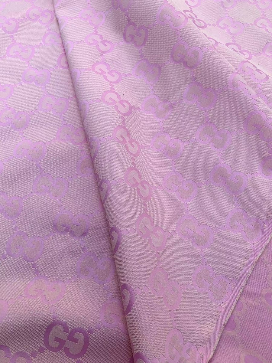 Light Pink Jacquard Big GG Gucci Designer Fabric for DIY Sewing Handicrafts - mingfabricstore
