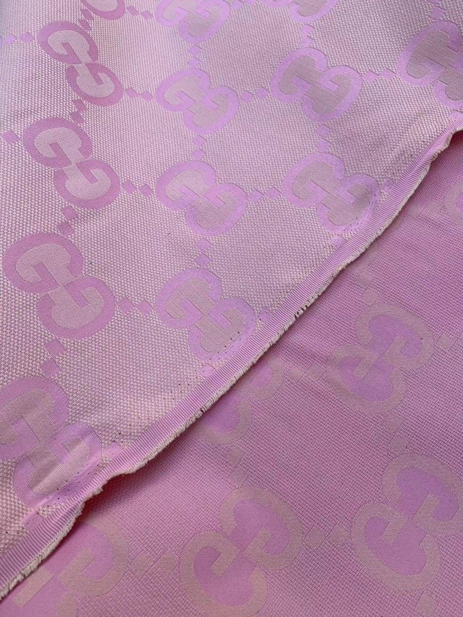 Light Pink Jacquard Big GG Gucci Designer Fabric for DIY Sewing Handicrafts - mingfabricstore