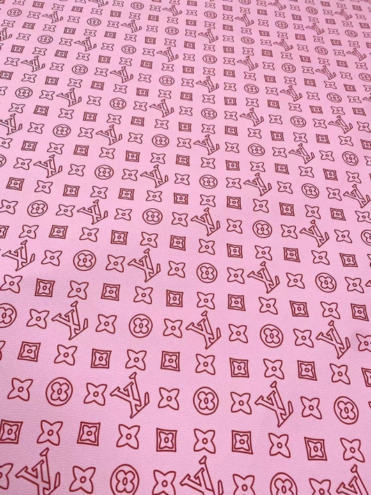 Light Pink LV Vinyl For Custom Handmade DIY Crafts Sewing Upholstery - mingfabricstore