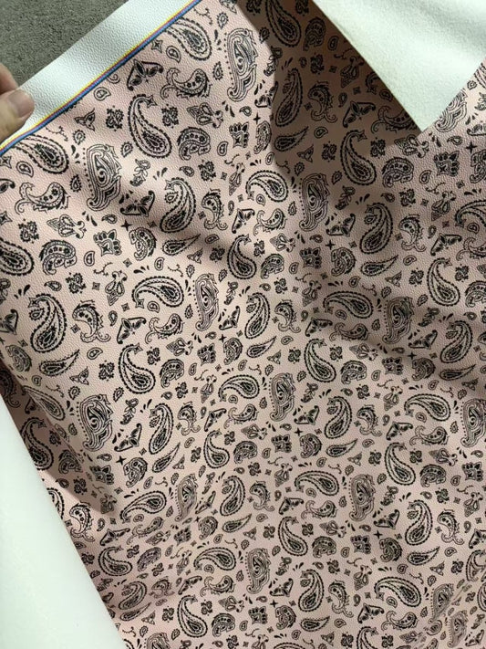 Light Pink Paisley Leather Sheet for DIY Bag Upholstery Custom - mingfabricstore