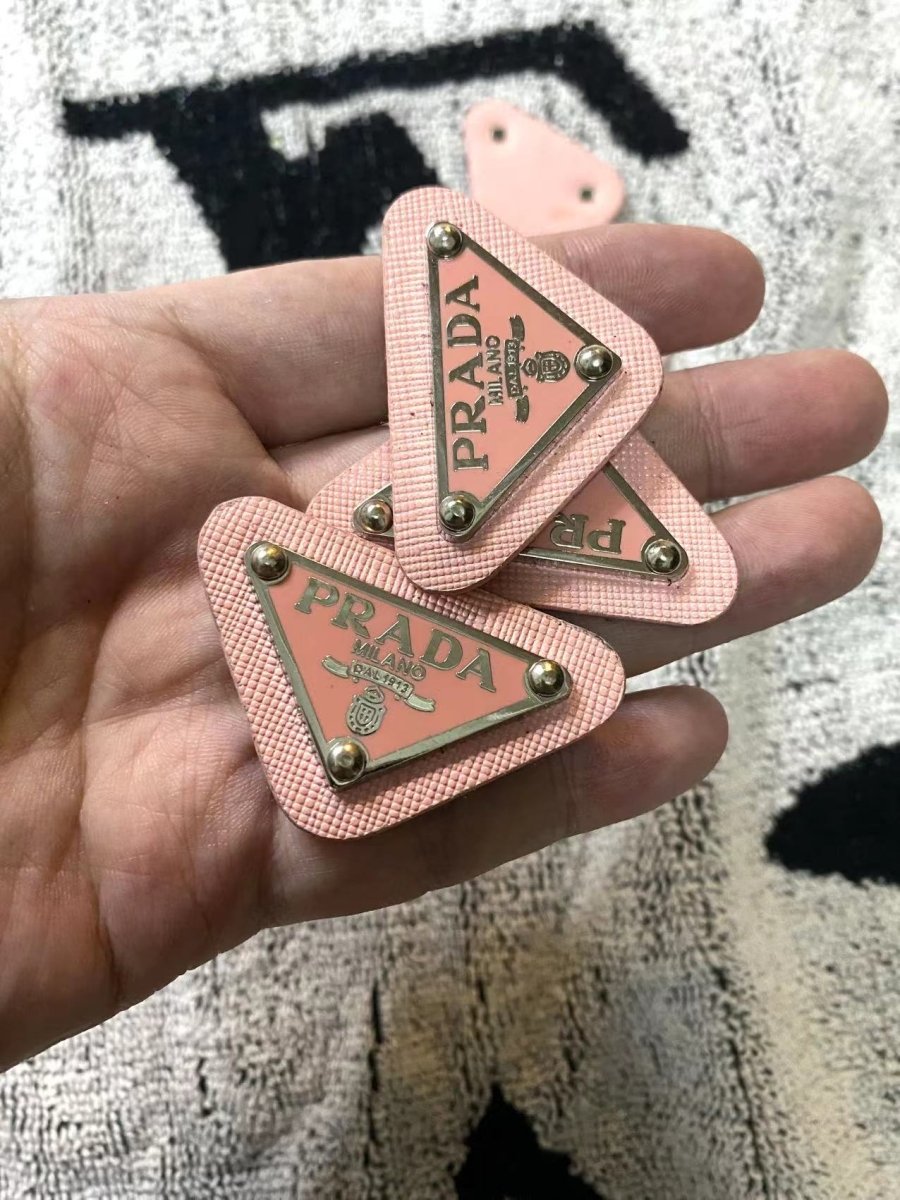 Light Pink Prada Badge Emblem Metal Handmade Accessory - mingfabricstore