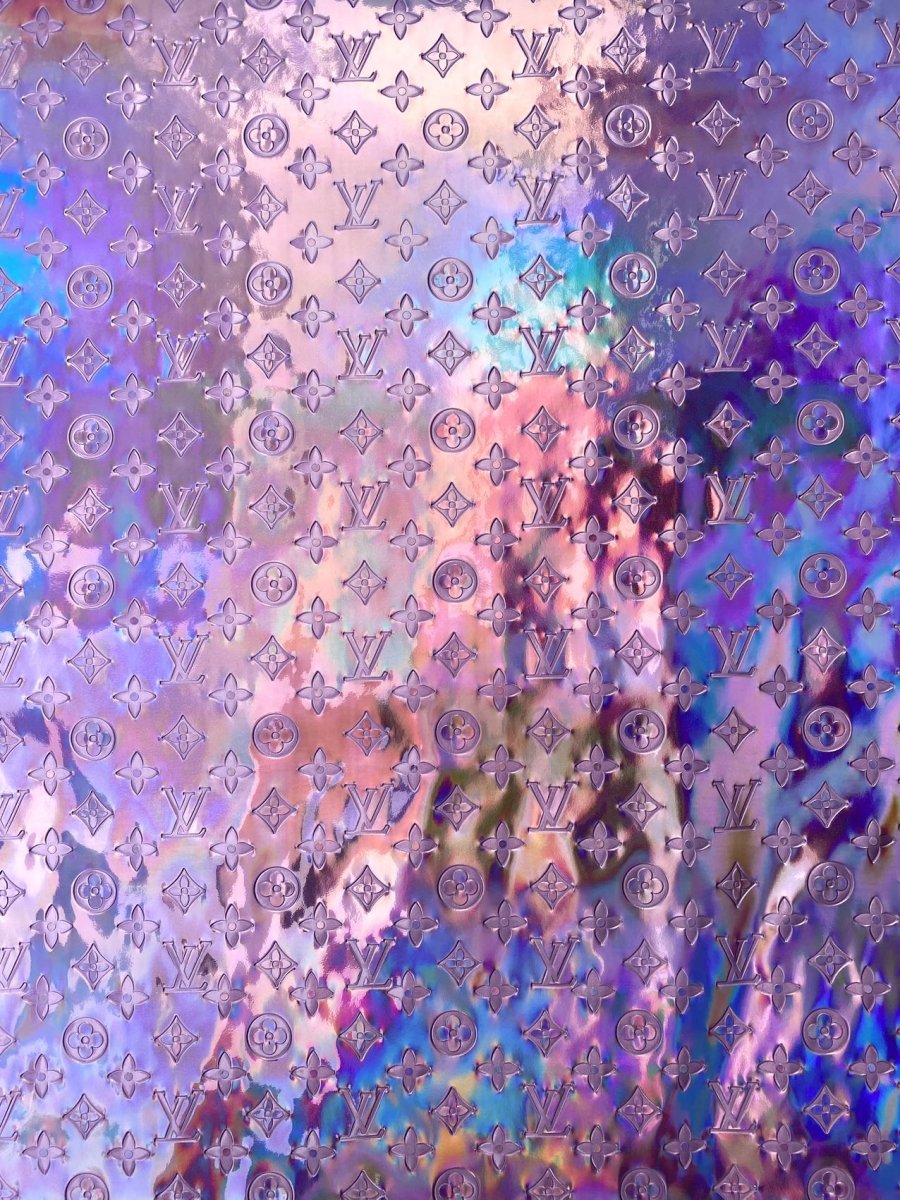 Light Purple LV Reflective Vinyl Leather Fabric for Handmade Horse Harness Collar Gear - mingfabricstore