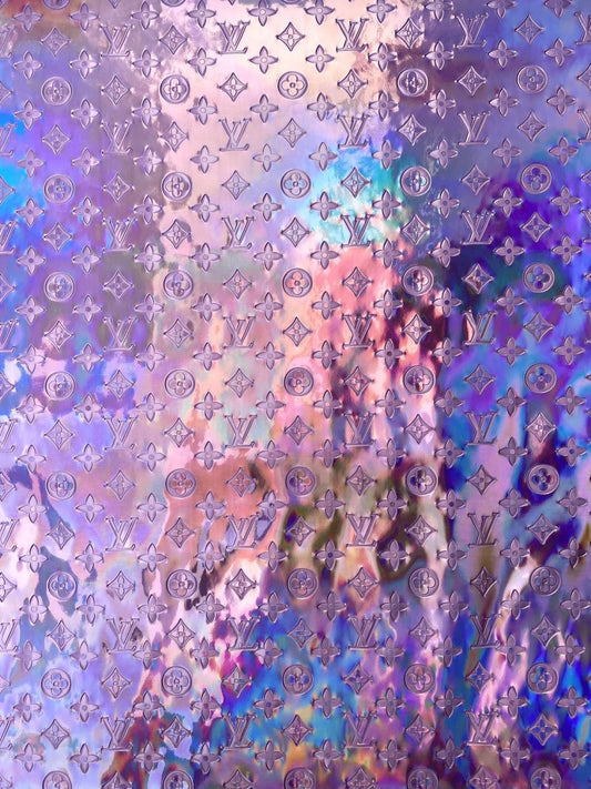 Light Purple LV Reflective Vinyl Leather Fabric for Handmade Horse Harness Collar Gear - mingfabricstore