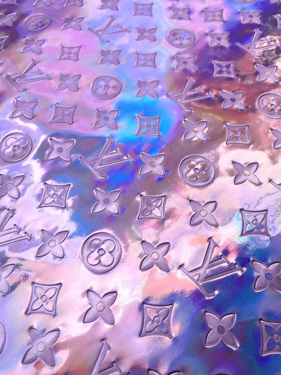 Light Purple LV Reflective Vinyl Leather Fabric for Handmade Horse Harness Collar Gear - mingfabricstore