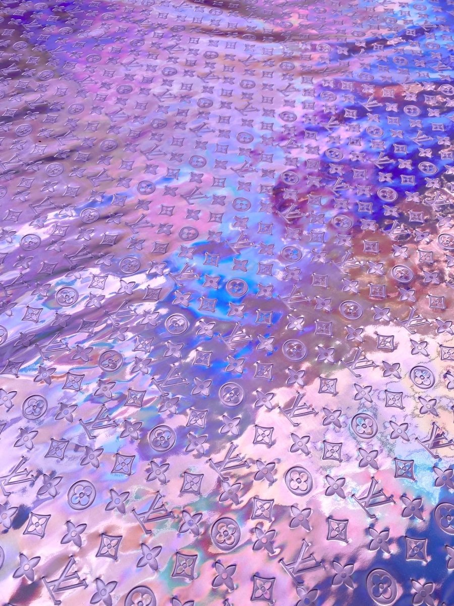 Light Purple LV Reflective Vinyl Leather Fabric for Handmade Horse Harness Collar Gear - mingfabricstore