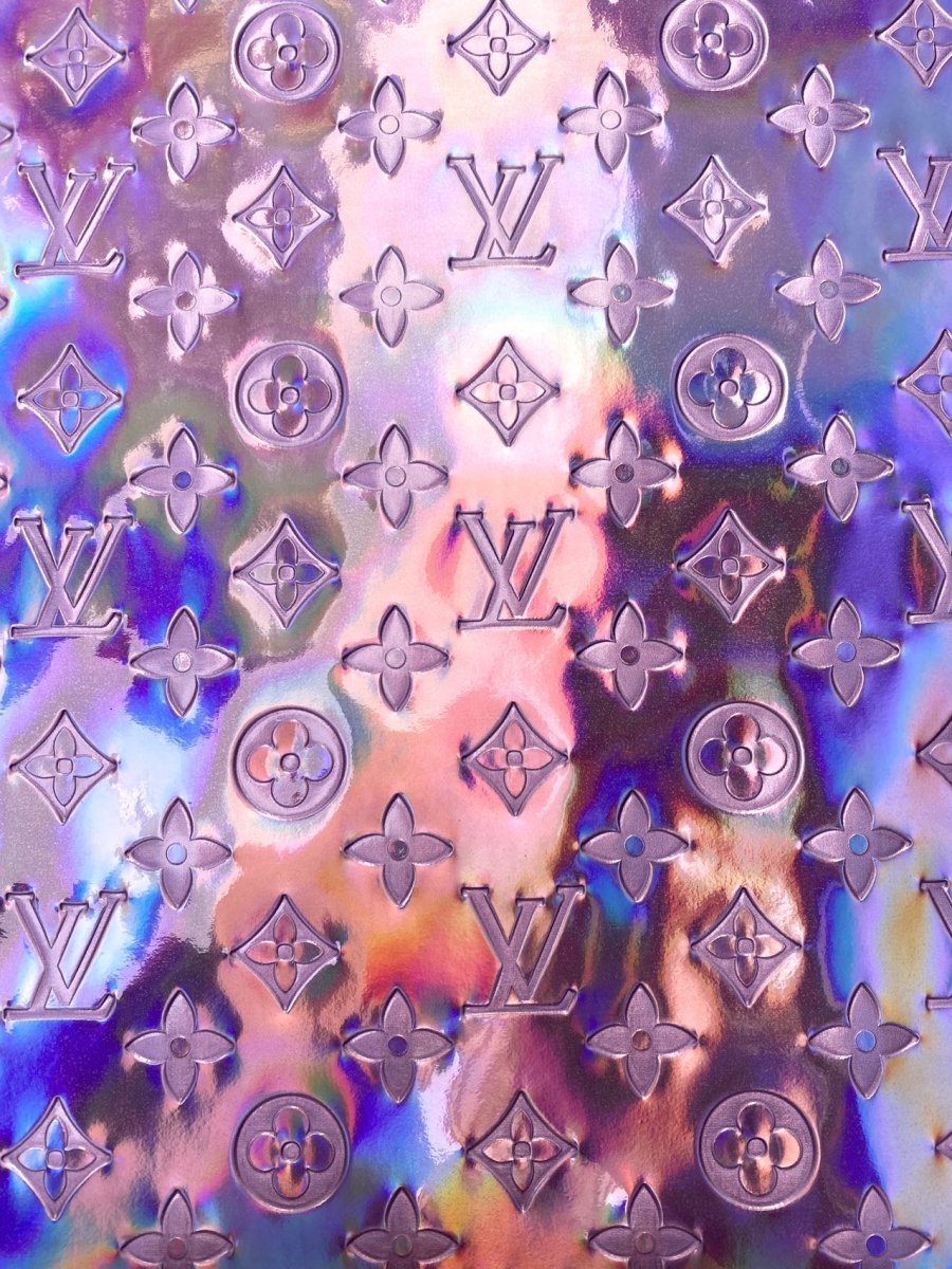 Light Purple LV Reflective Vinyl Leather Fabric for Handmade Horse Harness Collar Gear - mingfabricstore