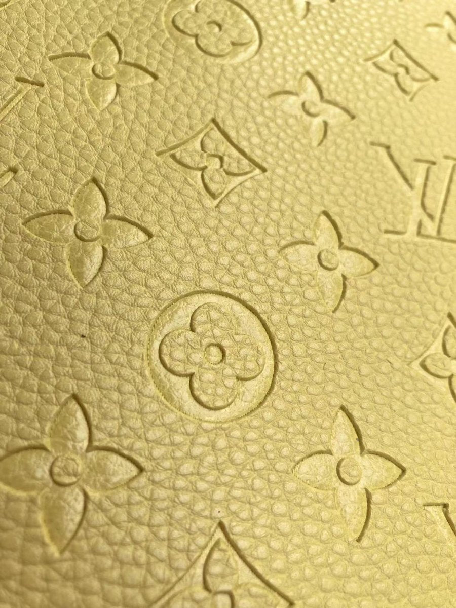 Light Yellow Embossed LV Leather for Custom Sneakers Upholstery - mingfabricstore
