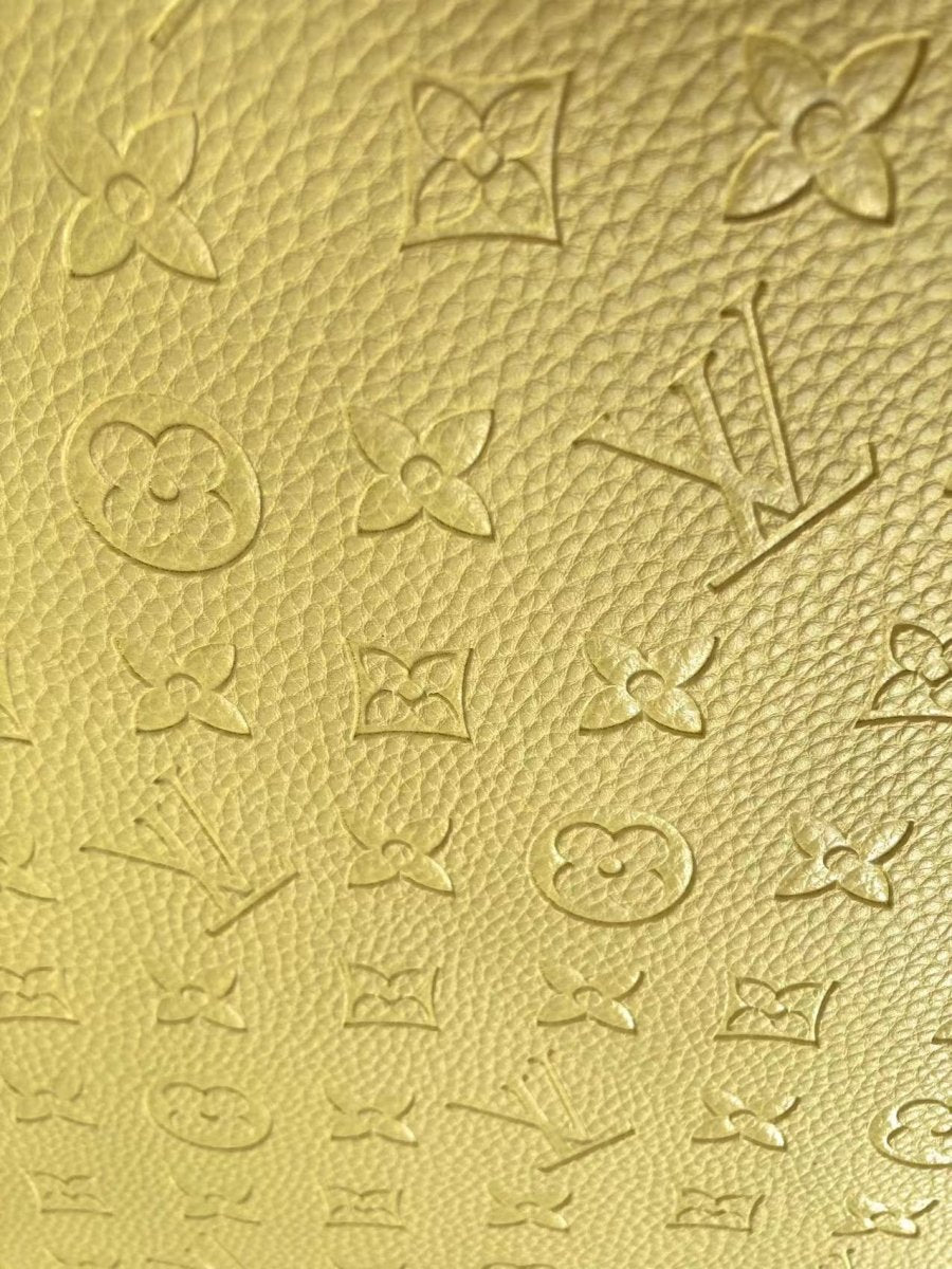 Light Yellow Embossed LV Leather for Custom Sneakers Upholstery - mingfabricstore