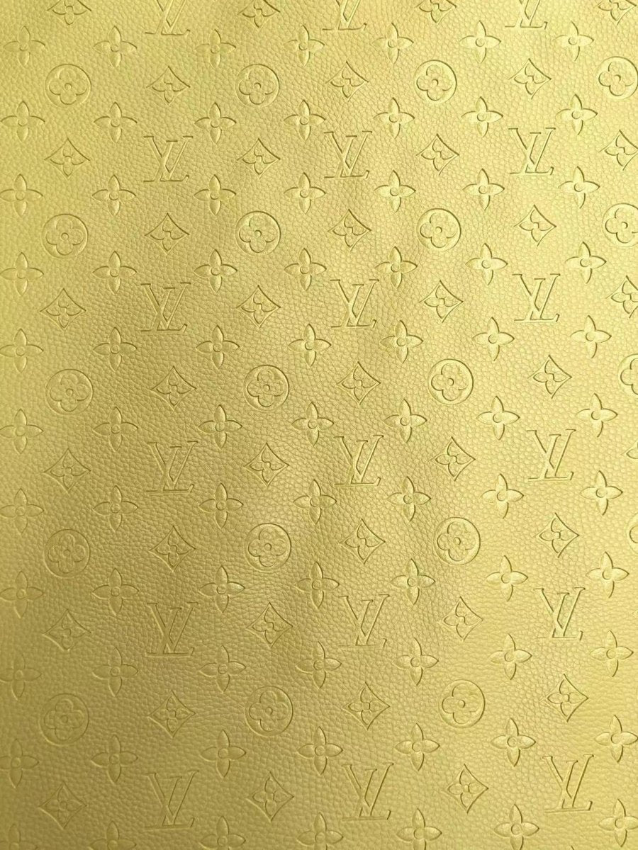Light Yellow Embossed LV Leather for Custom Sneakers Upholstery - mingfabricstore