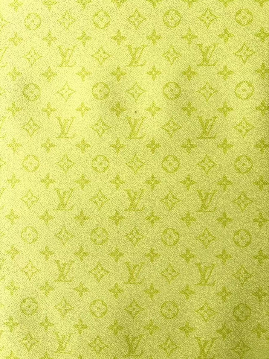 Light Yellow Green LV DIY Leather Sheet for Sneaker Custom Upholstery - mingfabricstore