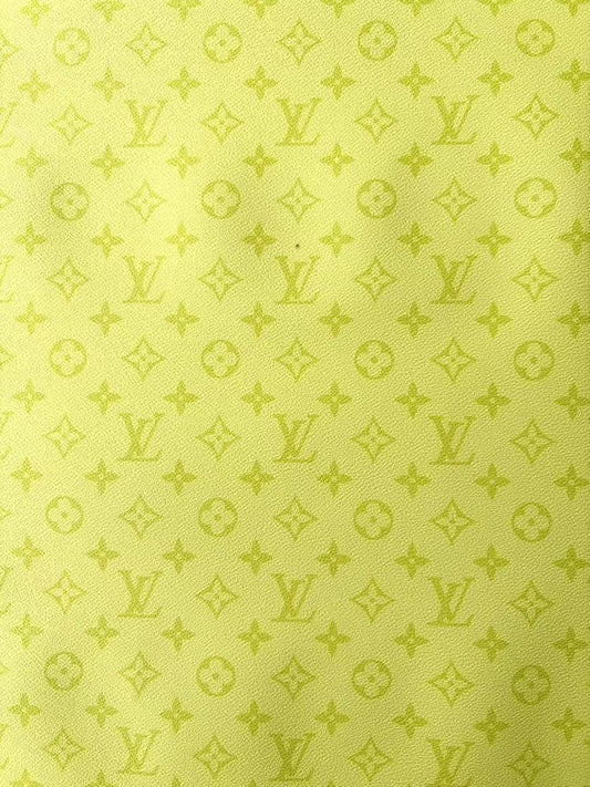 Light Yellow Green LV DIY Leather Sheet for Sneaker Custom Upholstery - mingfabricstore