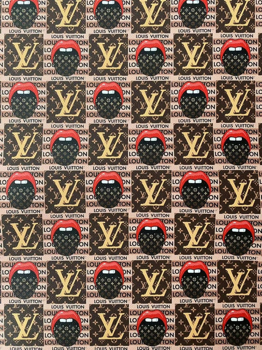 Lip Louis Vuitton Designer Fabric Faux Leather Sheet for Car Upholstery - mingfabricstore