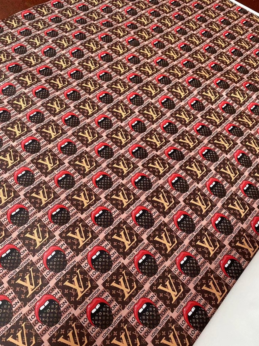 Lip Louis Vuitton Designer Fabric Faux Leather Sheet for Car Upholstery - mingfabricstore