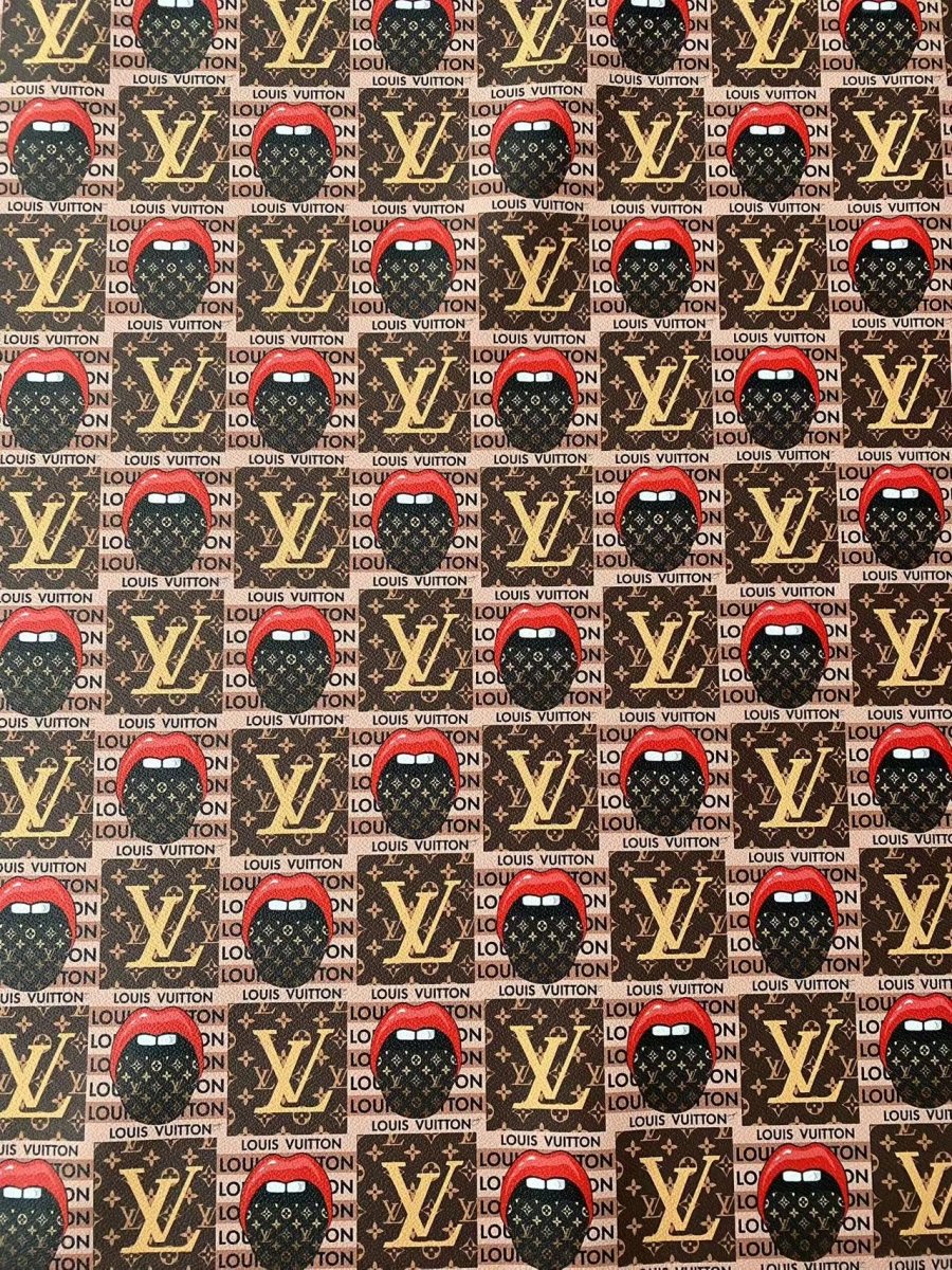 Lip Louis Vuitton Designer Fabric Faux Leather Sheet for Car Upholstery - mingfabricstore