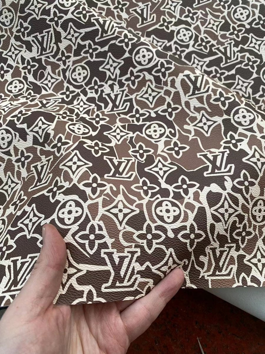 Louis Vuitton Camouflage Leather Sheet Designer Fabric - mingfabricstore
