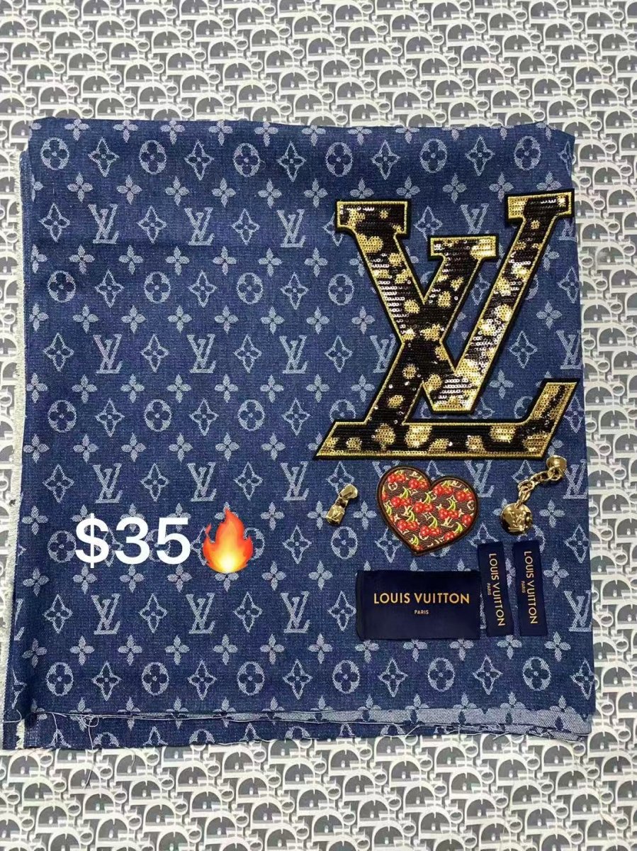 Louis Vuitton Denim Fabric Bundle Sale Patches Tags - mingfabricstore
