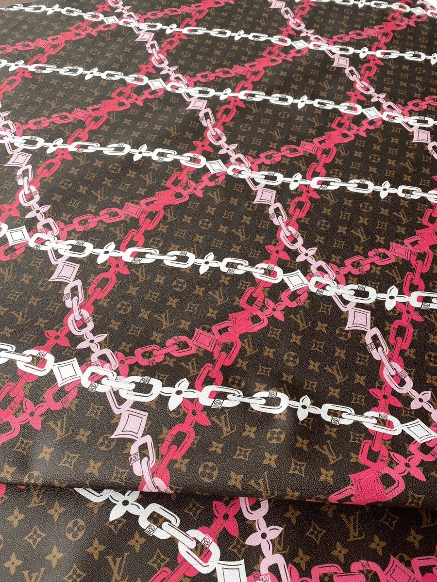 Louis Vuitton Faux Leather Chain Designer Vinyl for Handmade Custom Clothing Sewing Upholstery - mingfabricstore
