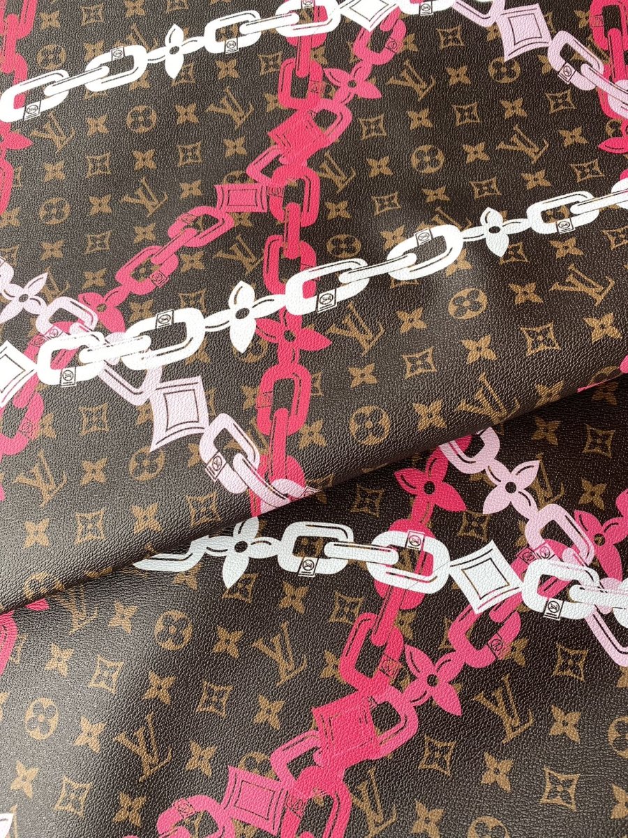 Louis Vuitton Faux Leather Chain Designer Vinyl for Handmade Custom Clothing Sewing Upholstery - mingfabricstore