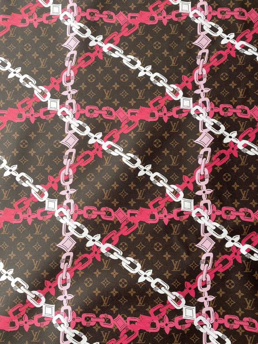 Louis Vuitton Faux Leather Chain Designer Vinyl for Handmade Custom Clothing Sewing Upholstery - mingfabricstore